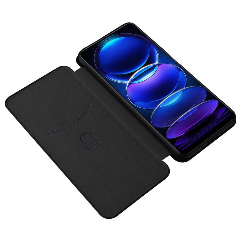 Folio Cover Xiaomi Redmi Note 12 5G Custodia in pelle Fibra Di Carbonio