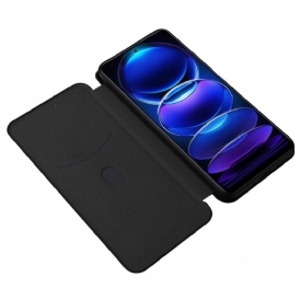 Folio Cover Xiaomi Redmi Note 12 5G Custodia in pelle Fibra Di Carbonio