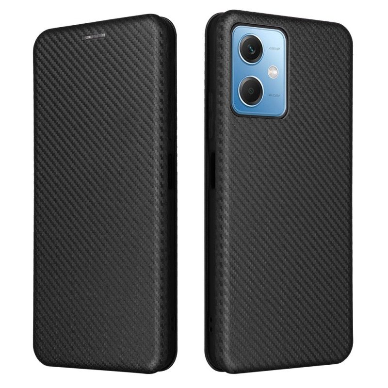 Folio Cover Xiaomi Redmi Note 12 5G Custodia in pelle Fibra Di Carbonio