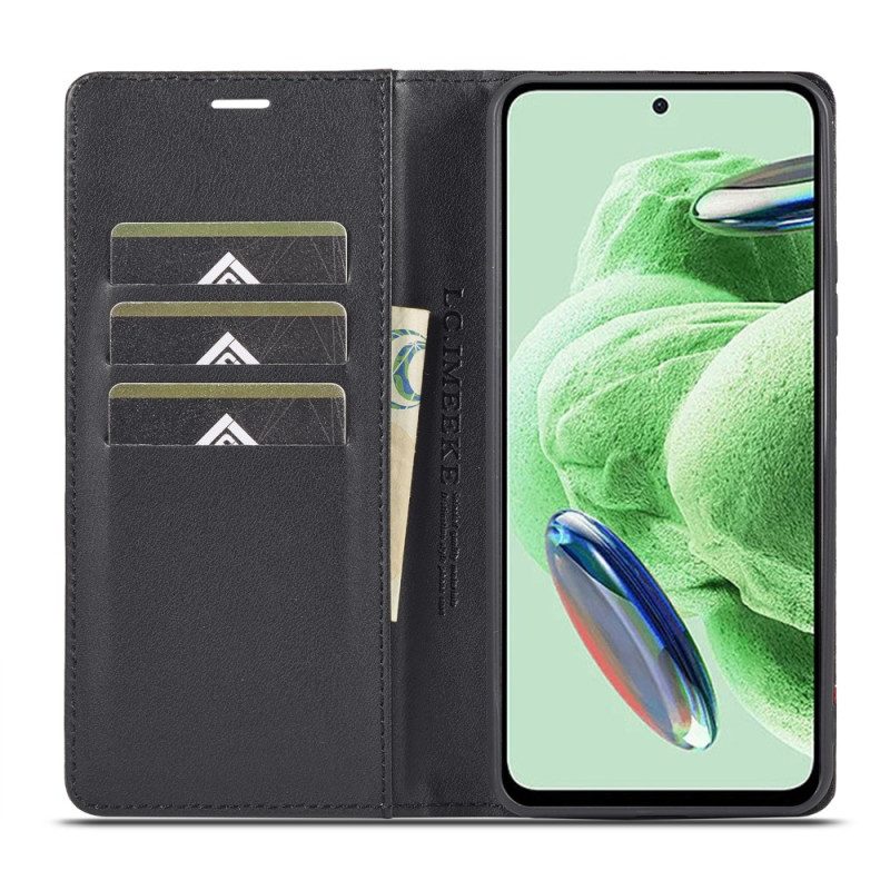 Folio Cover Xiaomi Redmi Note 12 5G Custodia in pelle Fibra Di Carbonio Lc.imeeke