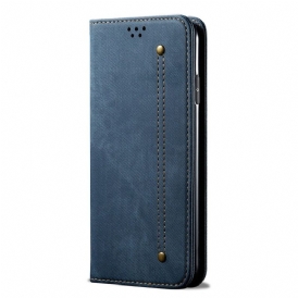 Folio Cover Xiaomi Redmi Note 12 5G Custodia in pelle Tessuto Denim