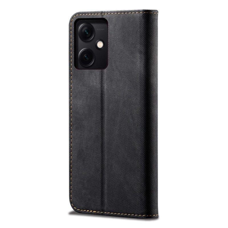 Folio Cover Xiaomi Redmi Note 12 5G Custodia in pelle Tessuto Denim