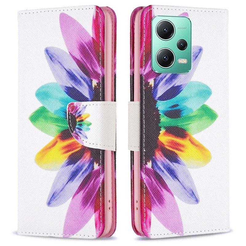 Folio Cover Xiaomi Redmi Note 12 5G Fiore Dell'acquerello