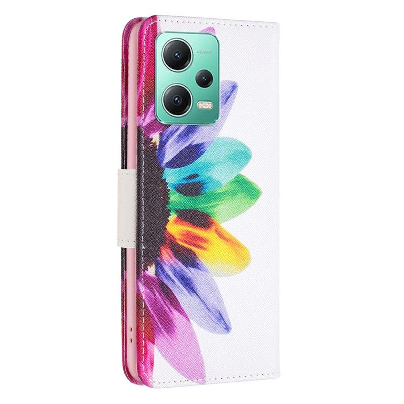 Folio Cover Xiaomi Redmi Note 12 5G Fiore Dell'acquerello