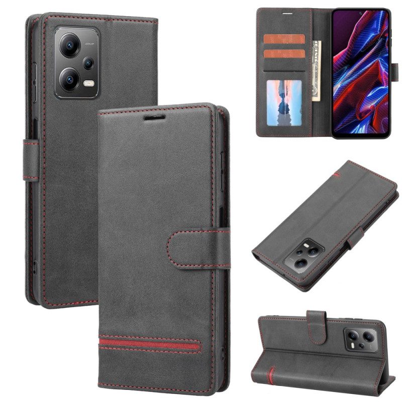 Folio Cover Xiaomi Redmi Note 12 5G Linea Effetto Pelle