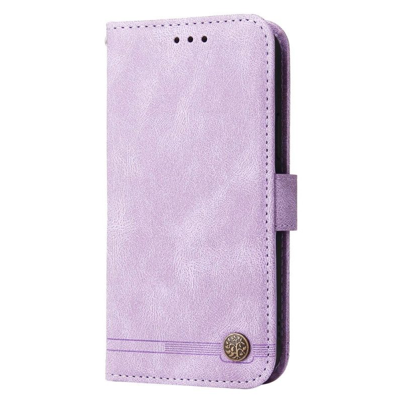 Folio Cover Xiaomi Redmi Note 12 5G Stile In Pelle Con Rivetto Decorativo