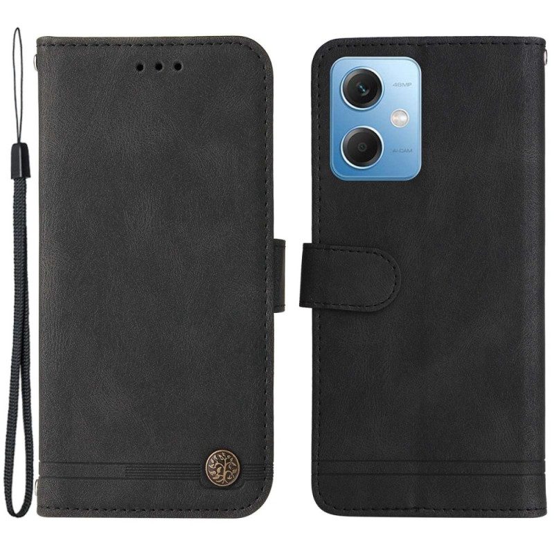 Folio Cover Xiaomi Redmi Note 12 5G Stile In Pelle Con Rivetto Decorativo