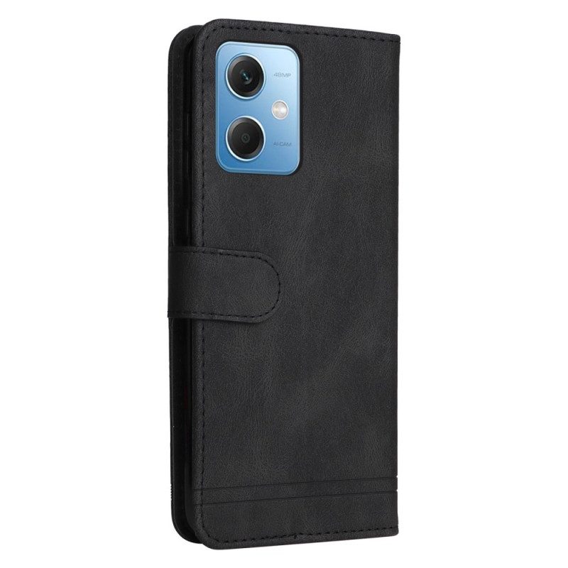 Folio Cover Xiaomi Redmi Note 12 5G Stile In Pelle Con Rivetto Decorativo