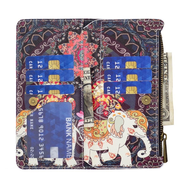 Folio Cover Xiaomi Redmi Note 12 5G Tasca Con Zip A Forma Di Elefante