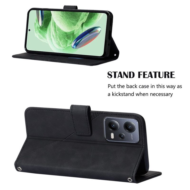 Folio Cover Xiaomi Redmi Note 12 5G Triangoli Di Cinturino