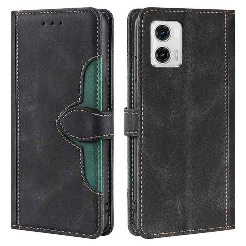 Custodia A Portafoglio Moto G73 5G Ecopelle Bicolore Elegante