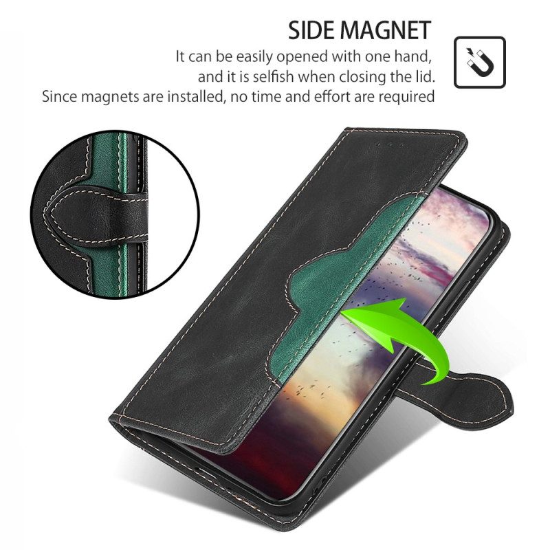 Custodia A Portafoglio Moto G73 5G Ecopelle Bicolore Elegante