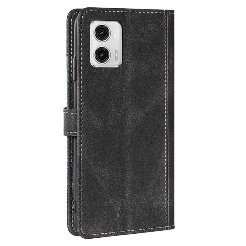 Custodia A Portafoglio Moto G73 5G Ecopelle Bicolore Elegante