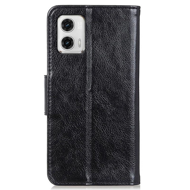 Custodia A Portafoglio Moto G73 5G Pelle Crosta Nappa