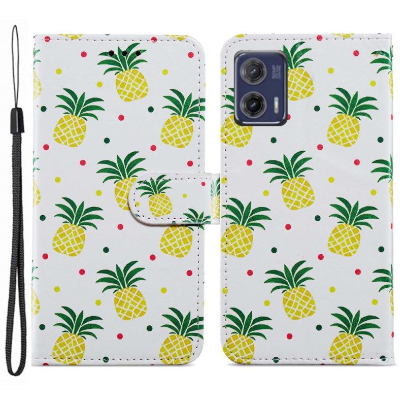 Custodia in pelle Moto G73 5G Ananas Strappy