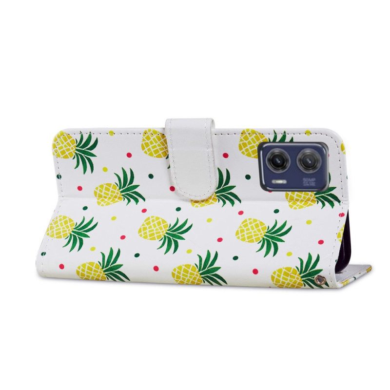 Custodia in pelle Moto G73 5G Ananas Strappy