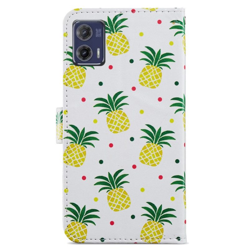 Custodia in pelle Moto G73 5G Ananas Strappy