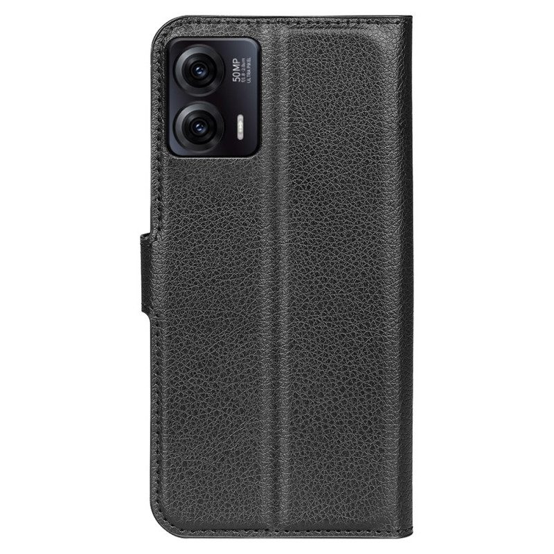 Custodia in pelle Moto G73 5G Classico Effetto Pelle Litchi