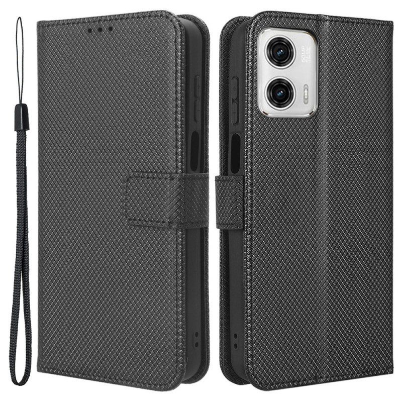 Custodia in pelle Moto G73 5G Elegante Finta Pelle Con Cinturino