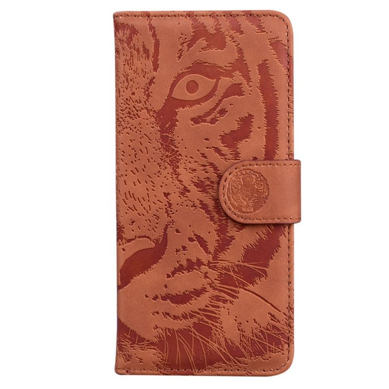 Custodia in pelle Moto G73 5G Impronta Di Tigre