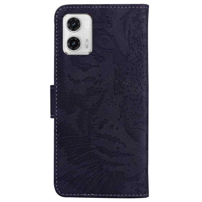 Custodia in pelle Moto G73 5G Impronta Di Tigre