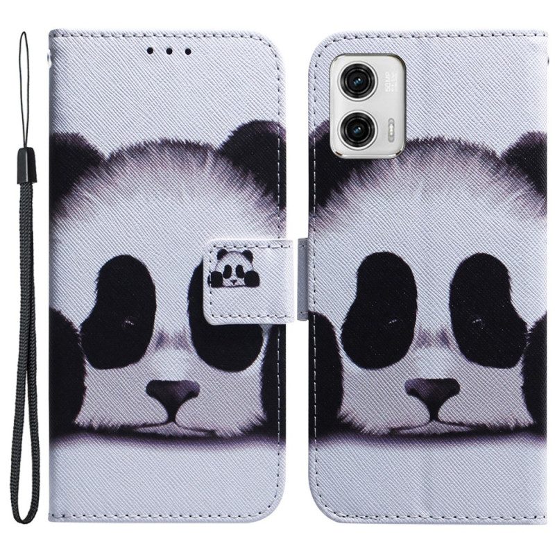 Custodia in pelle Moto G73 5G Panda Strappy