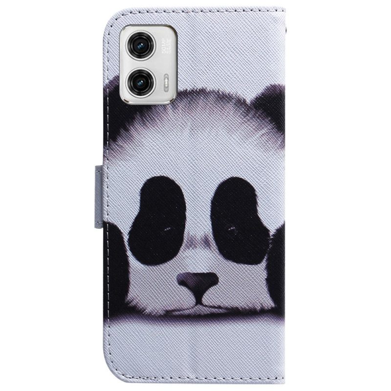 Custodia in pelle Moto G73 5G Panda Strappy