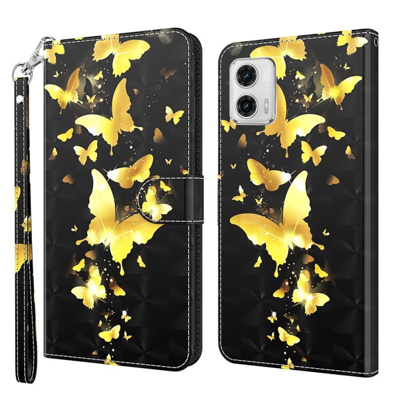 Custodia in pelle Moto G73 5G Perizoma Farfalle