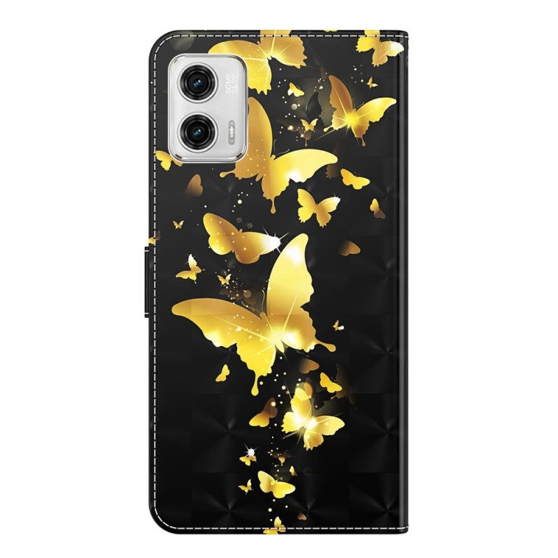 Custodia in pelle Moto G73 5G Perizoma Farfalle