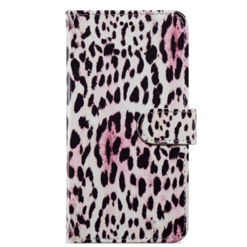 Custodia in pelle Moto G73 5G Strappy Stile Leopardo