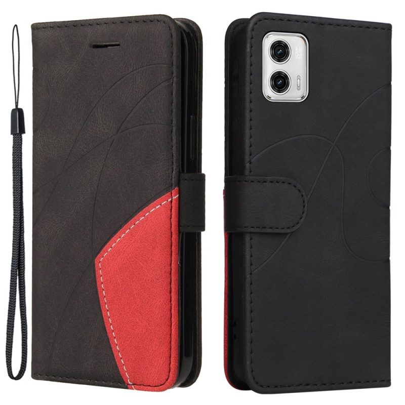 Folio Cover Moto G73 5G Cinturino Bicolore