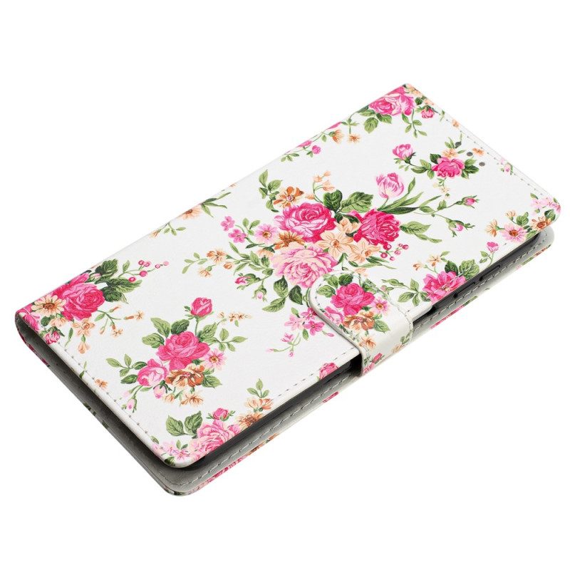 Folio Cover Moto G73 5G Cinturino Liberty Fiori