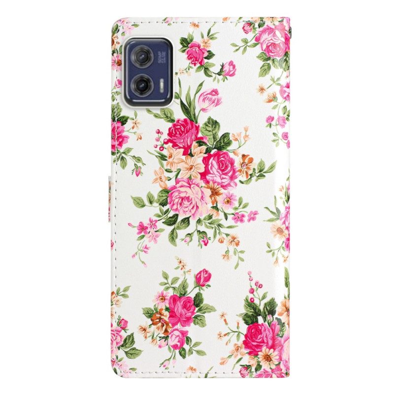 Folio Cover Moto G73 5G Cinturino Liberty Fiori