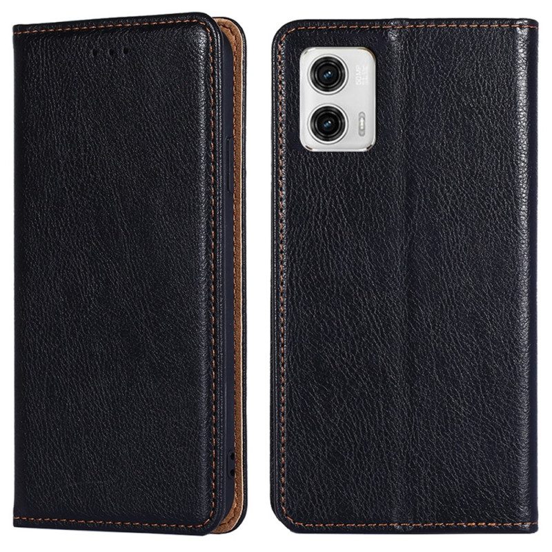 Folio Cover Moto G73 5G Custodia in pelle Cuciture In Ecopelle