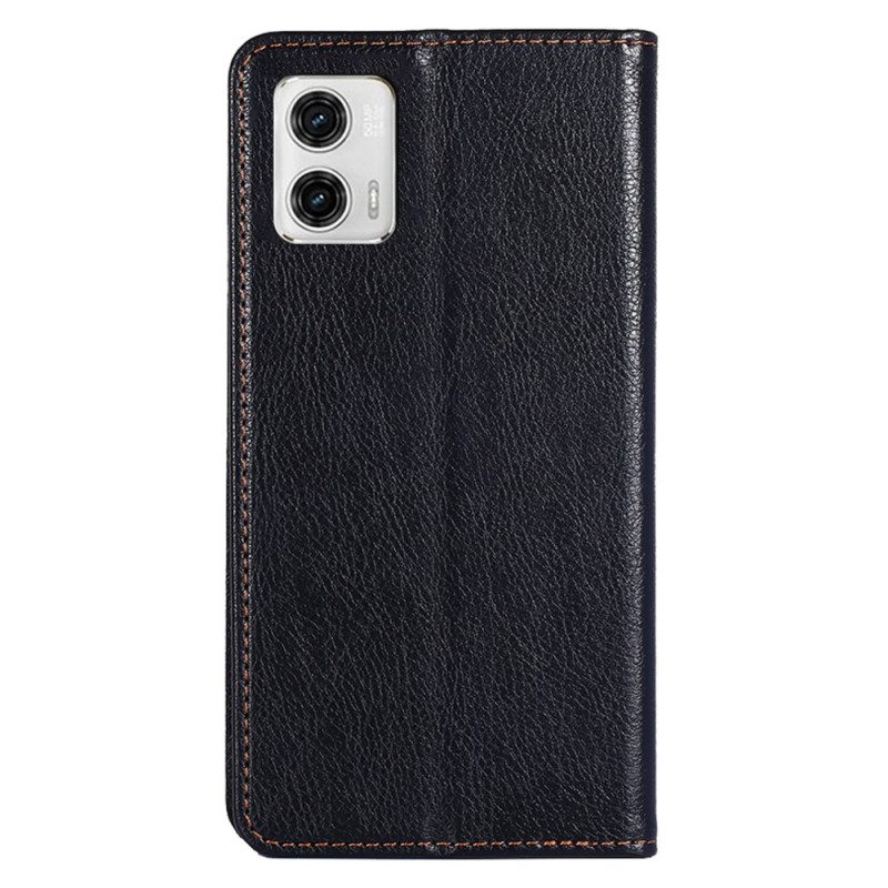 Folio Cover Moto G73 5G Custodia in pelle Cuciture In Ecopelle