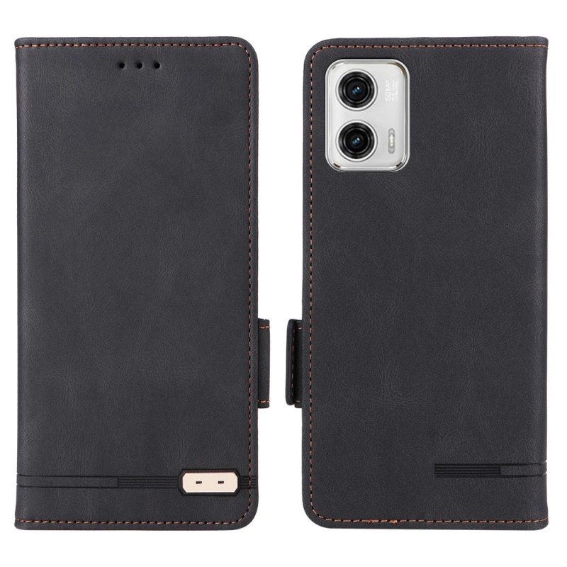 Folio Cover Moto G73 5G Custodia in pelle Struttura In Pelle