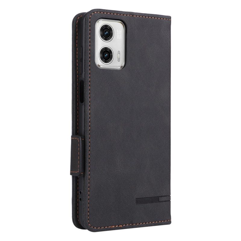 Folio Cover Moto G73 5G Custodia in pelle Struttura In Pelle