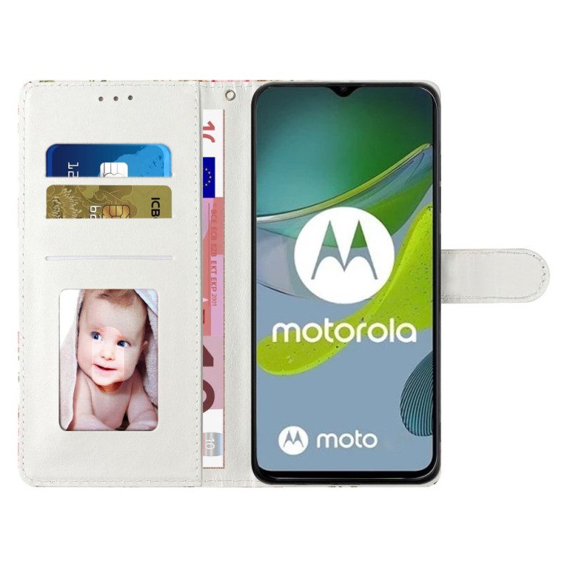 Folio Cover Moto G73 5G Farfalla Blu Con Cinturino