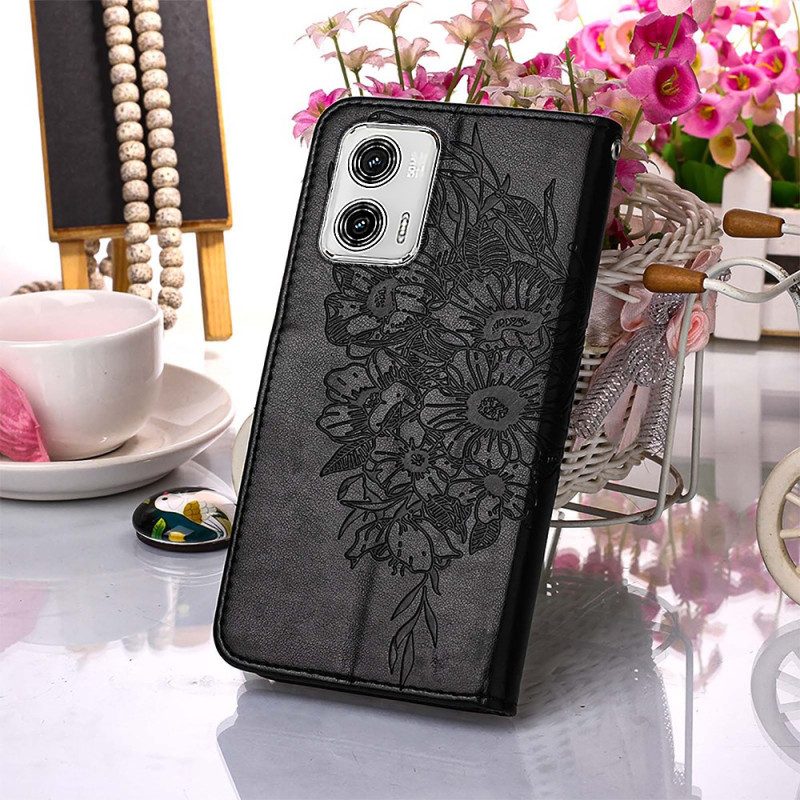 Folio Cover Moto G73 5G Farfalla Floreale Strappy