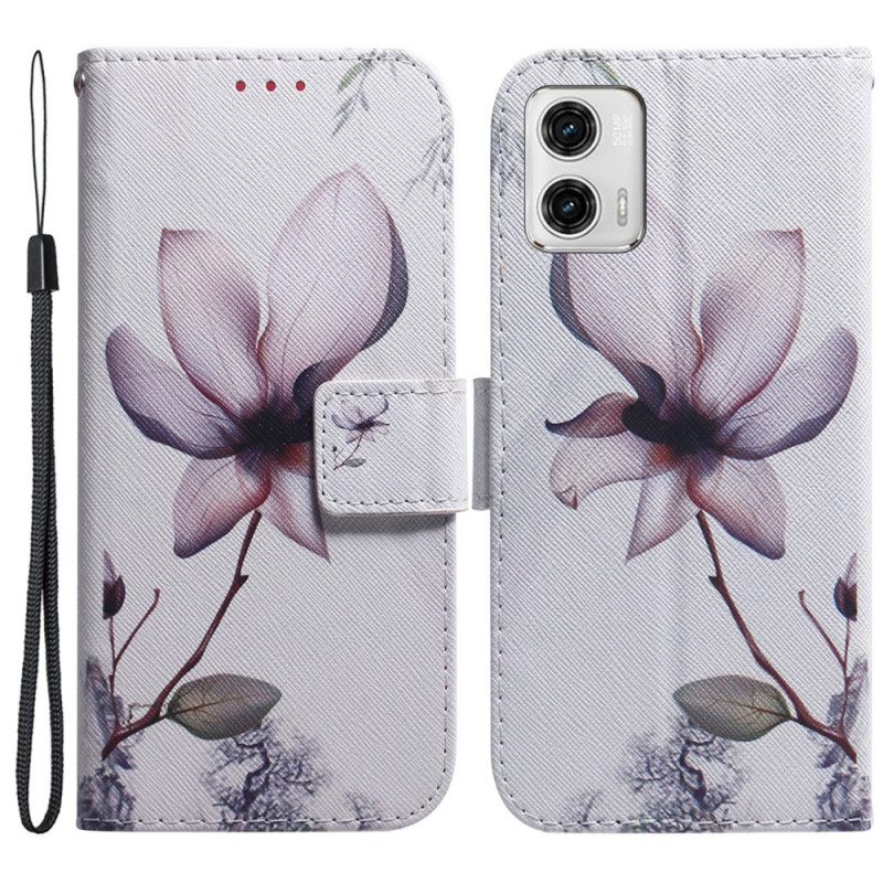 Folio Cover Moto G73 5G Fiore Rosa Strappy