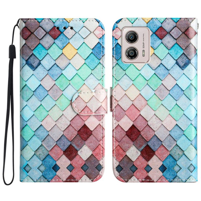 Folio Cover Moto G73 5G Griglia A Strisce Colorate