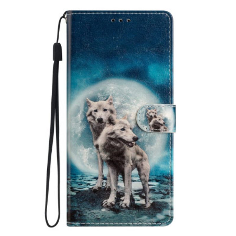 Folio Cover Moto G73 5G Lupi Al Chiaro Di Luna Legati