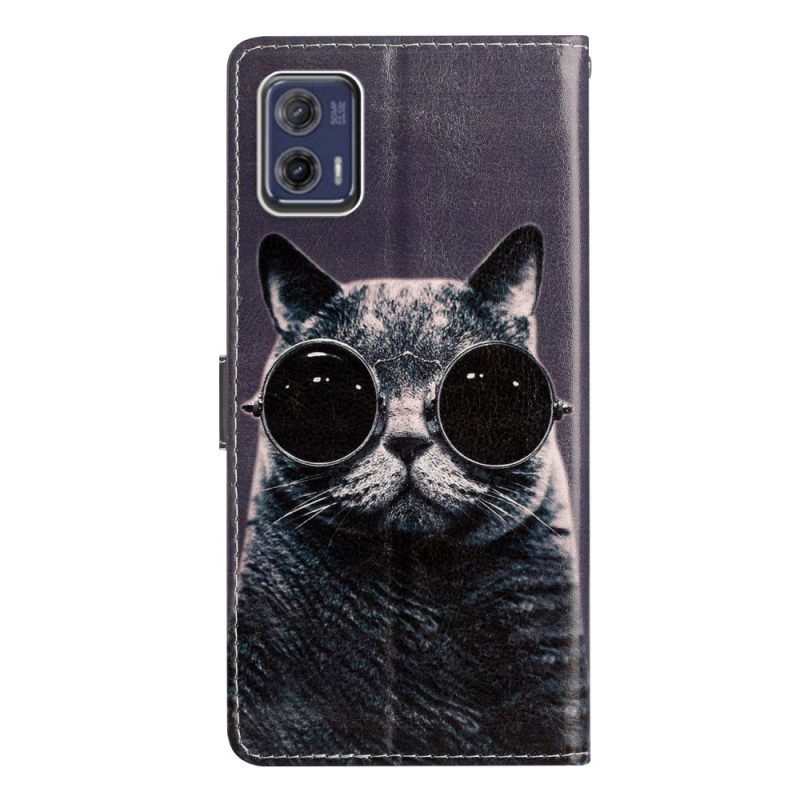 Folio Cover Moto G73 5G Occhiali Con Cinturino Cat