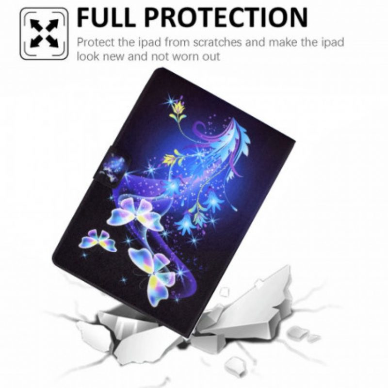 Custodia in pelle Huawei MatePad New Farfalle Magiche