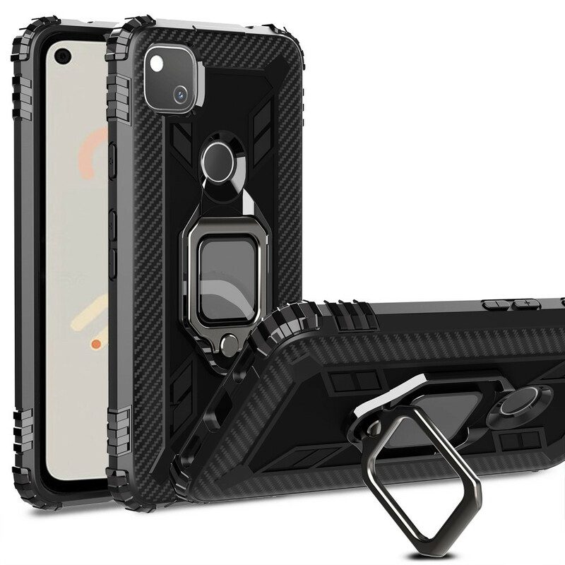 Cover Google Pixel 4A Anello E Fibra Di Carbonio