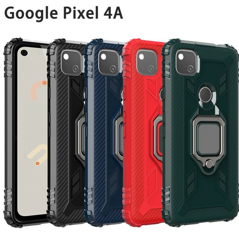 Cover Google Pixel 4A Anello E Fibra Di Carbonio