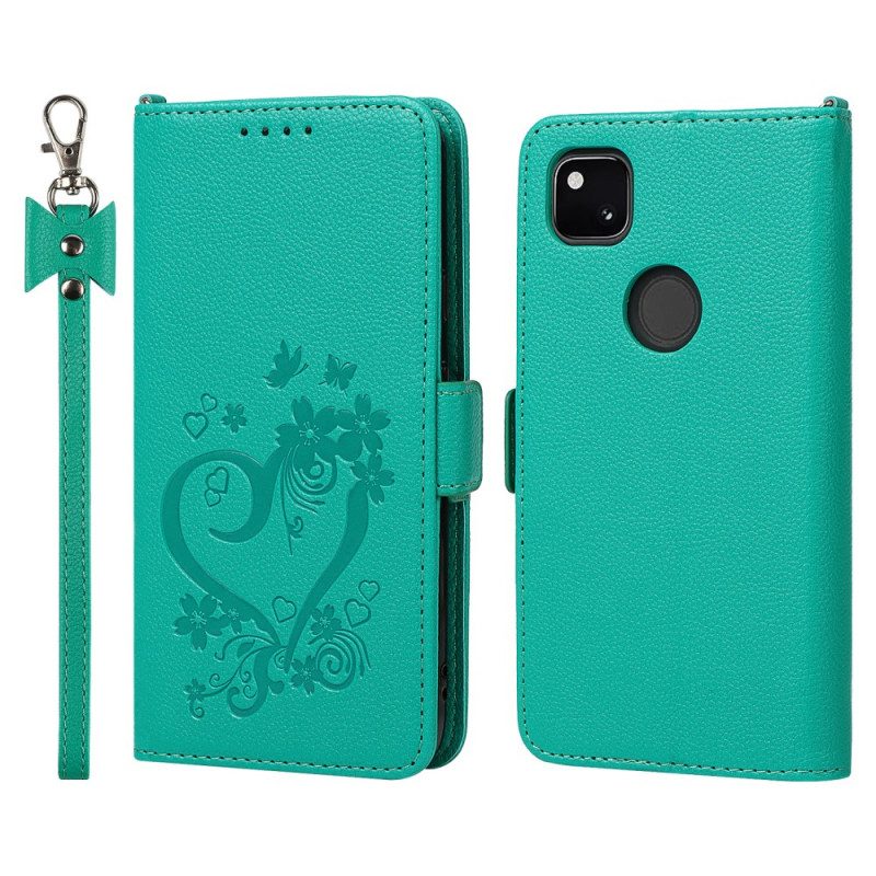 Custodia in pelle Google Pixel 4A Cuore Strappato