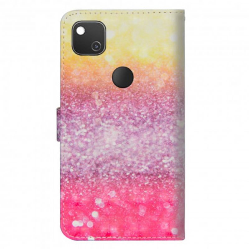 Custodia in pelle Google Pixel 4A Gradiente Glitterato Magenta