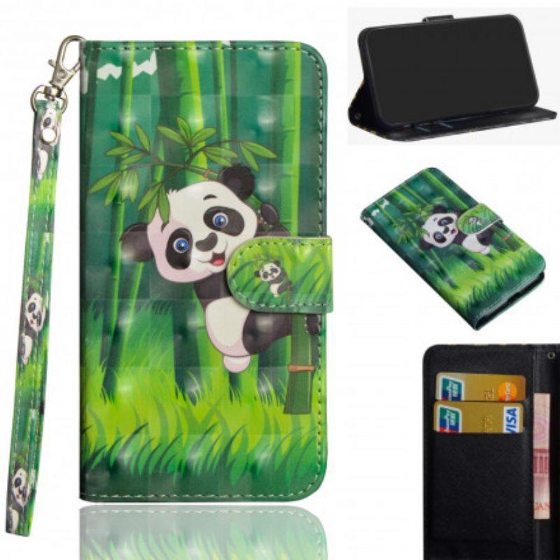 Custodia in pelle Google Pixel 4A Panda E Bambù