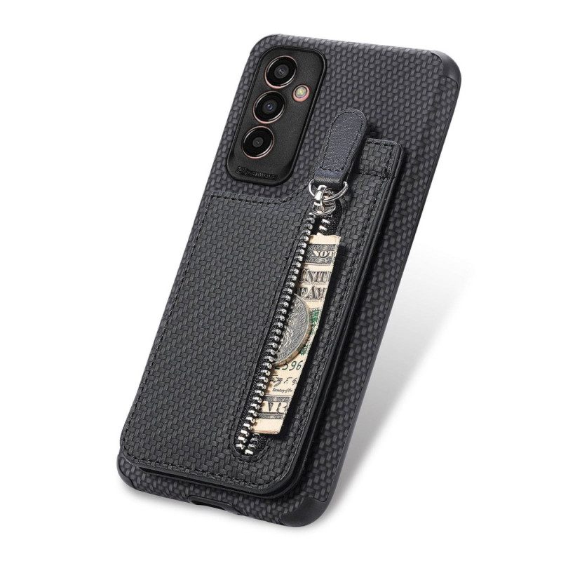 Cover Samsung Galaxy M13 Staffa Porta Carte In Fibra Di Carbonio